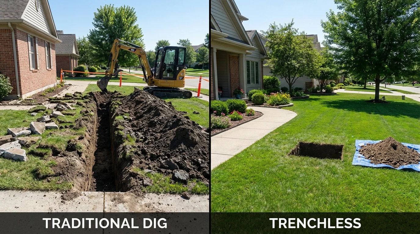 Trenchless sewer repair with minimal yard damage versus traditional excavation in Broadus, MT